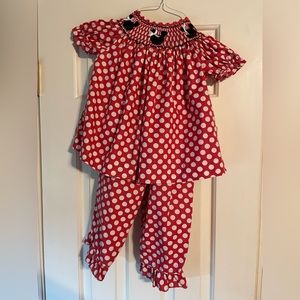 Smocked Disney set with bows.